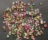 2-3mm Tourmaline Plain Round Cabochons, Multi Tourmaline Flat Back Gemstones