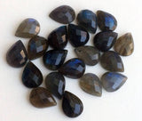 12x16mm Labradorite Rose Cut Pear Cabochons, Labradorite Faceted Pear Flat Back