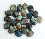 12x16mm Labradorite Rose Cut Oval Cabochons, Flat Back Cabochons, Faceted