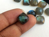 10mm Labradorite Rose Cut Cushion Cut Cabochons, Faceted Square Flat Back