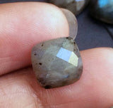 10mm Labradorite Rose Cut Cushion Cut Cabochons, Faceted Square Flat Back