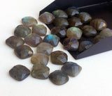 12-13mm Labradorite Rose Cut Cushion Cut Cabochons, Faceted Square Flat Back