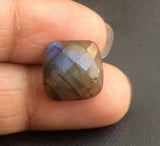 12-13mm Labradorite Rose Cut Cushion Cut Cabochons, Faceted Square Flat Back