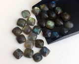 12-13mm Labradorite Rose Cut Cushion Cut Cabochons, Faceted Square Flat Back