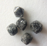 4.5-5.5mm Grey Raw Diamond Crystal Loose Uncut  Natural 1 Piece Octahedron