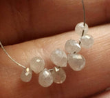 2x2.5mm Approx Raw White Diamond Briolette Beads, Rough Diamond Tear Drop 10 Pcs