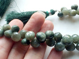 6.5-10.5 mm Cats Eye Stone Faceted Onion Briolettes, Green Cats Eye Onion Beads