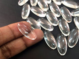 10x23mm Crystal Quartz Cabochons, Crystal Plain Oval Flat Back Cabochons