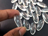 10x23mm Crystal Quartz Cabochons, Crystal Plain Oval Flat Back Cabochons