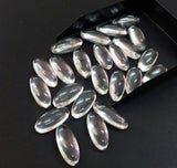 10x23mm Crystal Quartz Cabochons, Crystal Plain Oval Flat Back Cabochons