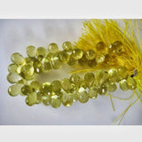 5x8-6x14 mm Lemon Quartz Micro Faceted Tear Drop Shaped Briolettes, Lemon Quartz