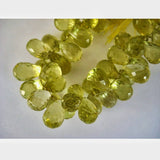 5x8-6x14 mm Lemon Quartz Micro Faceted Tear Drop Shaped Briolettes, Lemon Quartz