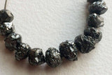 5.5-7mm Black Rough Diamond Beads, 1mm Large Hole Drilled Black Diamond