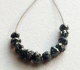 5.5-7mm Black Rough Diamond Beads, 1mm Large Hole Drilled Black Diamond