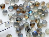 5mm Labradorite Rose Cut Round Cabochons, Labradorite Faceted Flat Back