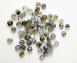 5mm Labradorite Rose Cut Round Cabochons, Labradorite Faceted Flat Back