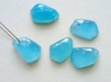 14-16mm Blue Chalcedony Fancy Cut Cabochon, Drilled Rose Cut Blue Chalcedony