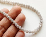 4-4.5mm Natural Rondelle Gray White Raw Diamond Beads, Large Round Beads