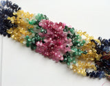 5x7 mm Multi Precious Gemstone Faceted Pear Emerald Sapphire & Ruby Faceted Bead