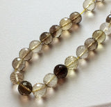 8.5mm Bio Lemon Quartz Bead, Shaded Lemon Quartz Micro Faceted Round Balls, 8 In