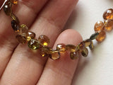 5-5.5mm Petro Tourmaline Faceted Heart Beads, Green And Orange Tourmaline Beads