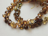 5-5.5mm Petro Tourmaline Faceted Heart Beads, Green And Orange Tourmaline Beads