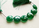 14-16 mm Emerald Green Onyx Faceted Coins, Original Onyx Coin Beads For Jewelry