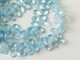 6x8-7x9 mm Blue Topaz Faceted Pear Shaped Briolettes, Topaz Beads For Jewelry