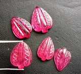 7x10-10x12.5mm Ruby Carving Pear, Glass Filled Ruby Hand Carved, 5 Pcs Precious