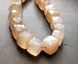 6-7 mm Peach Moonstone Faceted Box Beads, Peach Moonstone Cube Beads, Moonstone