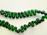 5x7 mm Green Crystal Quartz Faceted Teardrops, Chrome Diopside Color Crystal