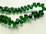 5x7 mm Green Crystal Quartz Faceted Teardrops, Chrome Diopside Color Crystal