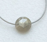Gray Rose Cut Diamond, 4.5mm Loose Top Side Drilled Diamond, Loose Rough Faceted Cabochon - DS3555