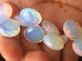 9-11 mm Fire Opal Faceted Heart Beads, Opalite Beads, Opalite Heart Briolettes