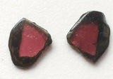 13x15.5mm Rare Watermelon Tourmaline Rough Slices, 13x15.5mm OOAK Matched Pair