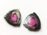 25x27mm Rare Watermelon Tourmaline Rough Slices, 2Pcs OOAK Matched Pair