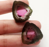 25x27mm Rare Watermelon Tourmaline Rough Slices, 2Pcs OOAK Matched Pair