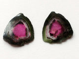 25x27mm Rare Watermelon Tourmaline Rough Slices, 2Pcs OOAK Matched Pair