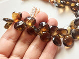 13-14 mm Beer Quartz Beads, Beer Quartz Faceted Heart Briolette Beads, Brandy