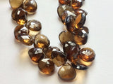 13-14 mm Beer Quartz Beads, Beer Quartz Faceted Heart Briolette Beads, Brandy