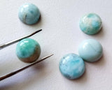 14-15mm Larimar Plain Round Cabochons, Original Larimar Smooth Round Flat Back