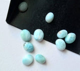 6x8-8x10mm Larimar Plain Oval Cabochons, Original Larimar Smooth Oval Flat Back