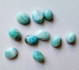 6x8-8x10mm Larimar Plain Oval Cabochons, Original Larimar Smooth Oval Flat Back