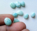 6x8-8x10mm Larimar Plain Oval Cabochons, Original Larimar Smooth Oval Flat Back