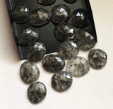 17-18mm Black Rutilated Quartz Cabochon, 5 Pieces Black Rutile Rose Cut