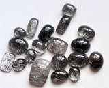 9x11-9x18mm 8Pc Black Rutile Quartz Plain Flat back Cabochon, Rutiliated Quartz