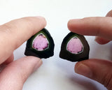 22x24mm Rare Watermelon Tourmaline Rough Slices,OOAK Matched Pair