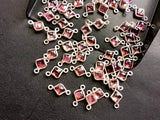 11mm Pink Tourmaline Bezel Connector Pink Tourmaline Square Shape 925 Silver