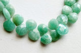 8 mm Amazonite Faceted Heart Beads, Natural Amazonite Sea Foam Briolettes