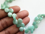 8 mm Amazonite Faceted Heart Beads, Natural Amazonite Sea Foam Briolettes